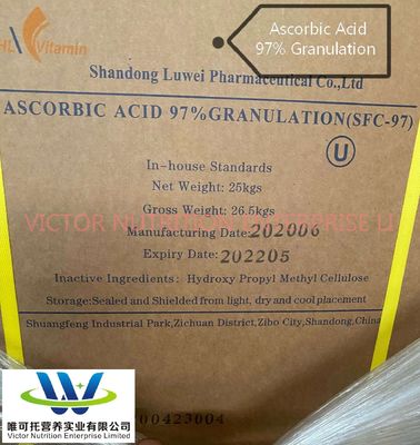 Luwei Cspc Huazhong Vitamina C DC97 Acido ascorbico 97% Granulazione rivestita 97% Formula C6H8O6
