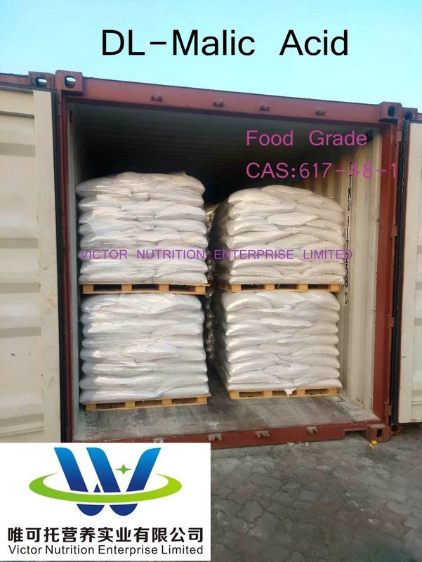 Additivo alimentare Dl-acido malico CAS 617-48-1 nel materiale di imballaggio e nel metodo di stoccaggio normale