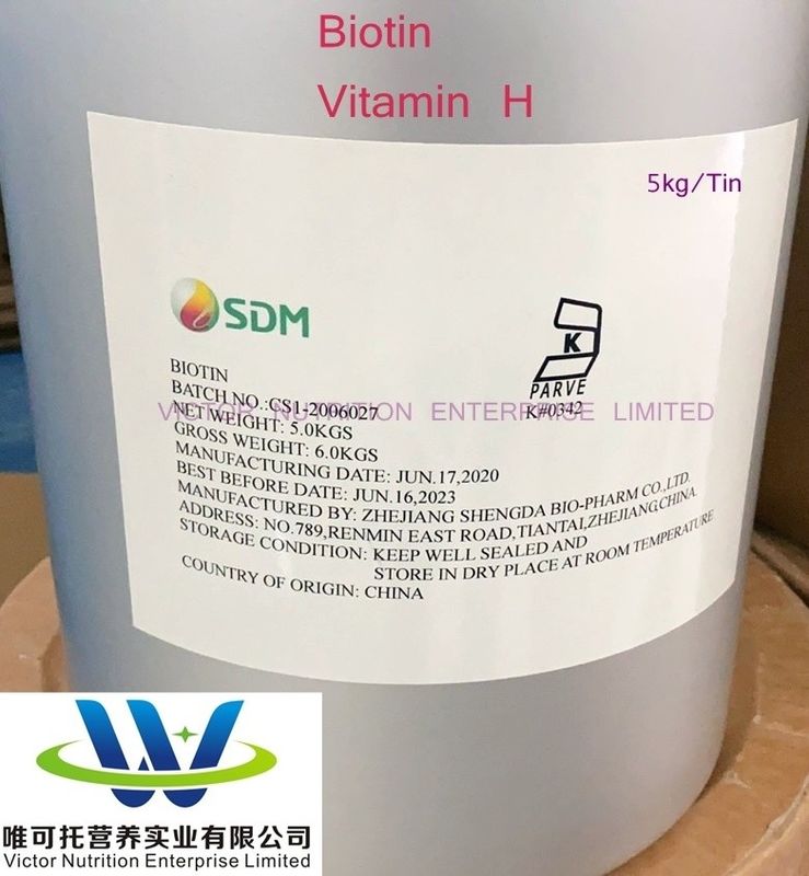 Materiale di imballaggio in carta Biotina 98% Vitamina H Vitamina B7 D-Biotina CAS n. 58-85-5